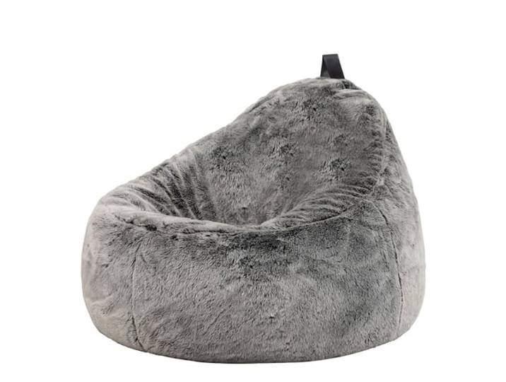 Icon Cocoon Kunstfell Sitzsack Sessel für Erwachsene mit Füllung, Grau In Deutschland Hergestellt, Flauschiger Kunstpelzstoff, Lounge Sessel für Wohnzimmer und Schlafzimmer
