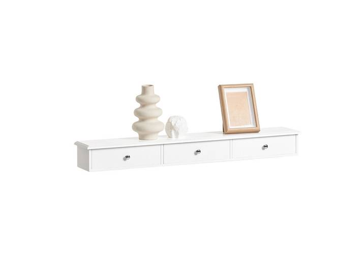 SoBuy Wandregal Weiß, Holzwerkstoff, 93x10x15 cm, Wohnzimmer, Regal, Wandregal