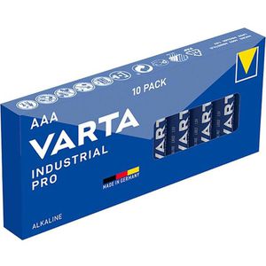 Varta Batterien Industrial Pro 4003, Alkaline, 1,5V, 10 Jahre lagerfähig, AAA / Micro / LR3, 10 Stück