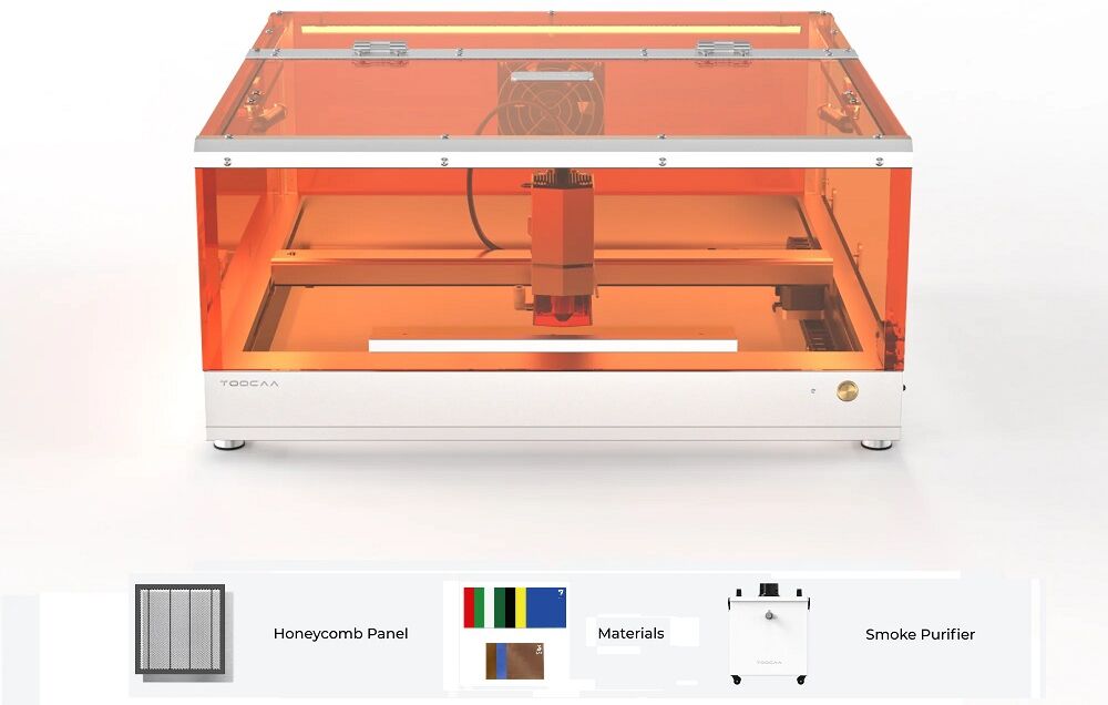 Máquina de Corte e Gravação a Laser L2 20W c/ Painel Favo de Mel e Purificador de Fumo - TOOCAA