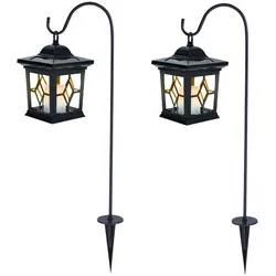 Solarleuchte Erdspieß Solarlaterne LED Kerze Steckleuchte Laterne schwarz, LED 0,06W, LxBxH 21x14,3x69 cm, 2er Set