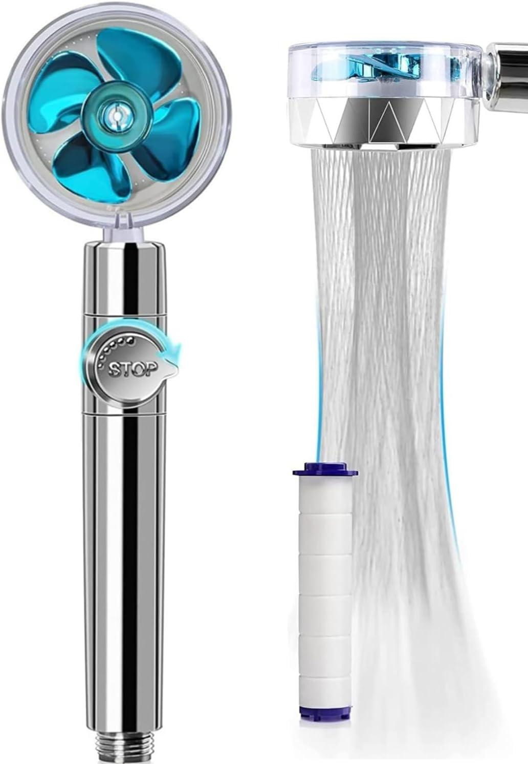 Blauwe waterbesparende handdouche met 360 graden draaibare kop en hoge druk voor de badkamer