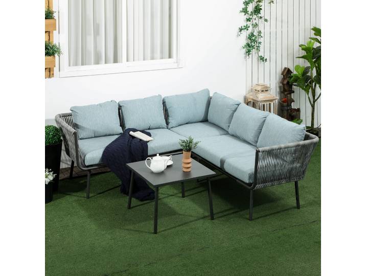 Outsunny Salon Jardin Angle 4Pcs Gris
