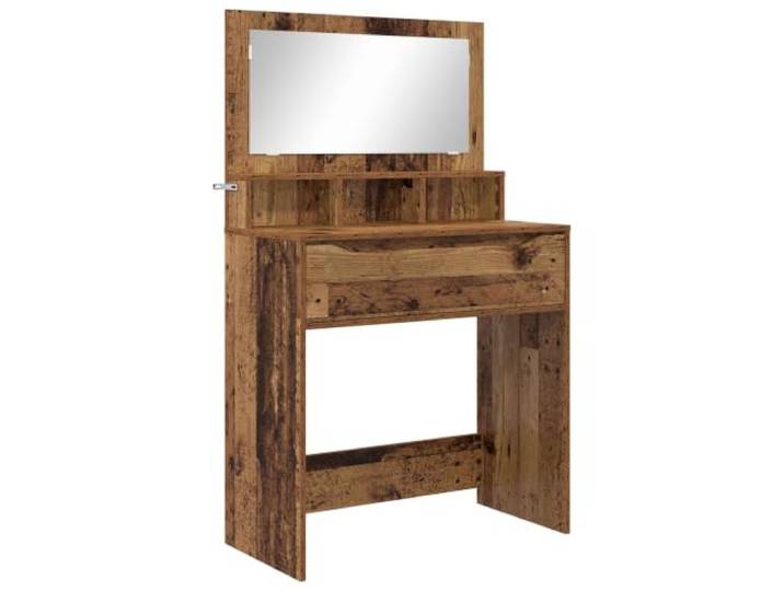 HNSMFPRE Schminktisch für Schlafzimmer, altes Holz, Technikholz Glatte Oberflächen, Kugelführungsschubladen, minimalistisches rechteckiges Design, Beauty- und Schmuckaufbewahrung