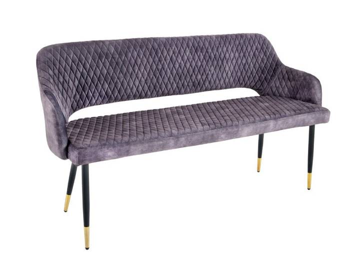 LebensWohnArt Sitzbank Design Sitzbank FRANCE 160cm Samt grau Ziersteppung Armlehnen