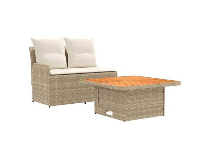 Les Soldes Canapé de jardin résistant UV - mobilier d'extérieur - avec accoudoirs et table relevable 2 Pièce(90 x 90 x 68 cm) fzg5