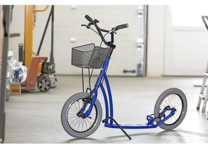 Mibo Tretroller Professional Blau 16 Zoll Räder, Shimano Deore, 150 kg Traglast, Innenbereich