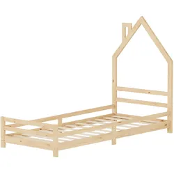 KINDERBETT Haus 90x200 cm Natur