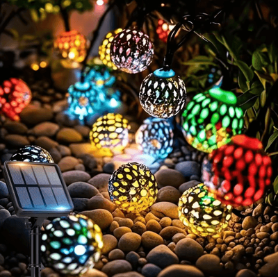 Inspire Picks Moroccan Globe Solar String Lights Colorful Outdoor Fairy Lights For Garden & Patio wolychrome Colour