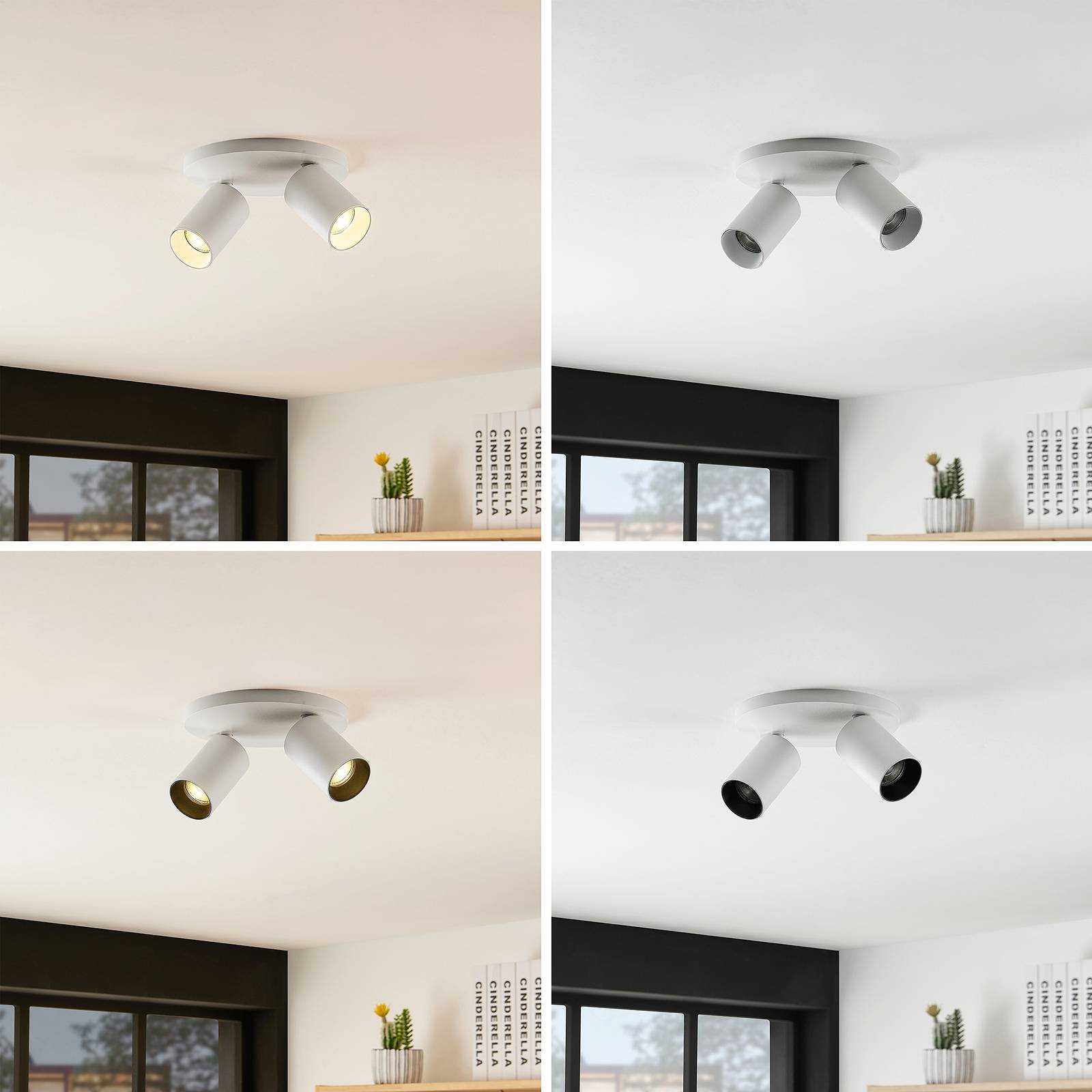 Arcchio spotlight Brinja, white, round, Ã˜ 6 cm, 2-bulb, GU10 Brinja Arcchio, dimmable, White / opal, Hallway, Aluminium, Modern, Ceiling Light
