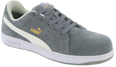 Puma Safety Iconic Suede Low SD Comp Toe - Womens 9 Grey Oxford Shoes Medium