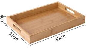 Inspired Finds Rectangular Retro Bamboo Storage Tray For Home Organization 13.78x8.66x1.57in