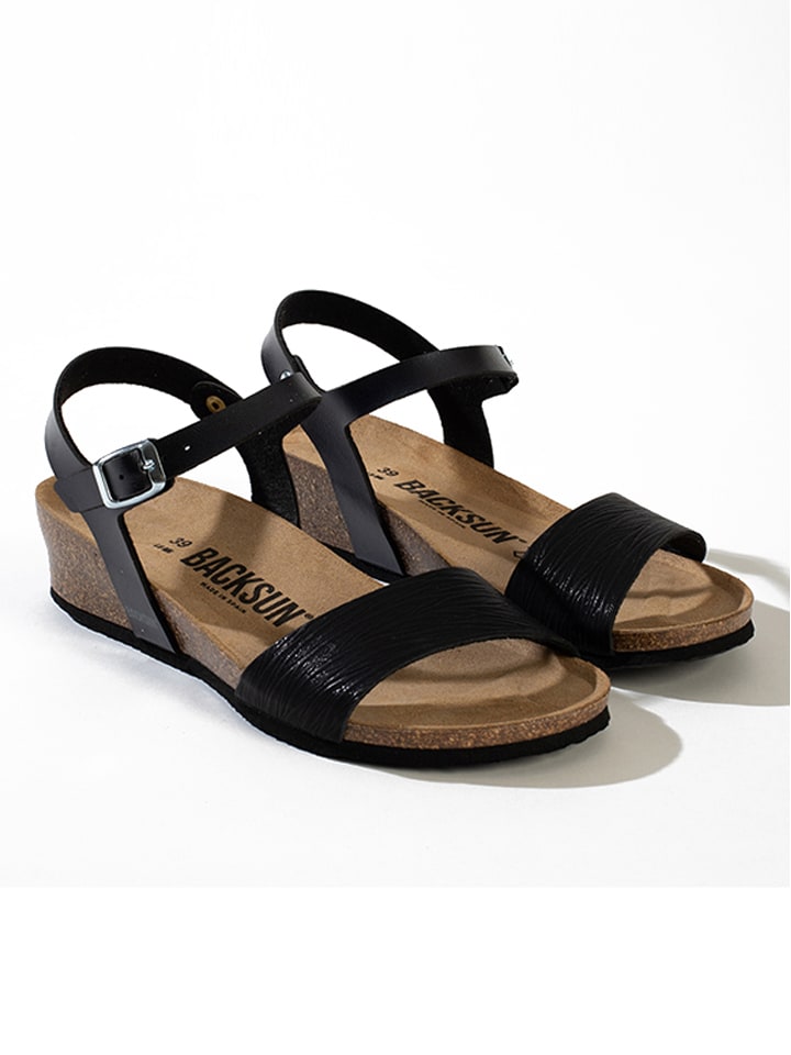 BACKSUN Keilsandaletten "Calabria" in Schwarz - 36