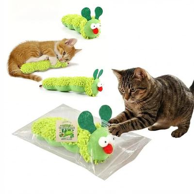 Green Plush Caterpillar Catnip Toy Textured Dental Health & Boredom Buster Green Plush Caterpillar Catnip Toy Textured Dental Health & Boredom Buster