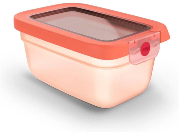 Frischhaltedose EMSA oneClick , orange, B:11,71cm H:8,25cm L:17,49cm, Polyprophylen (PP), Lebensmittelaufbewahrungsbehälter, Frischhaltedose, verschlossen mit nur 1 x Klick, 100% dicht, made in Germany
