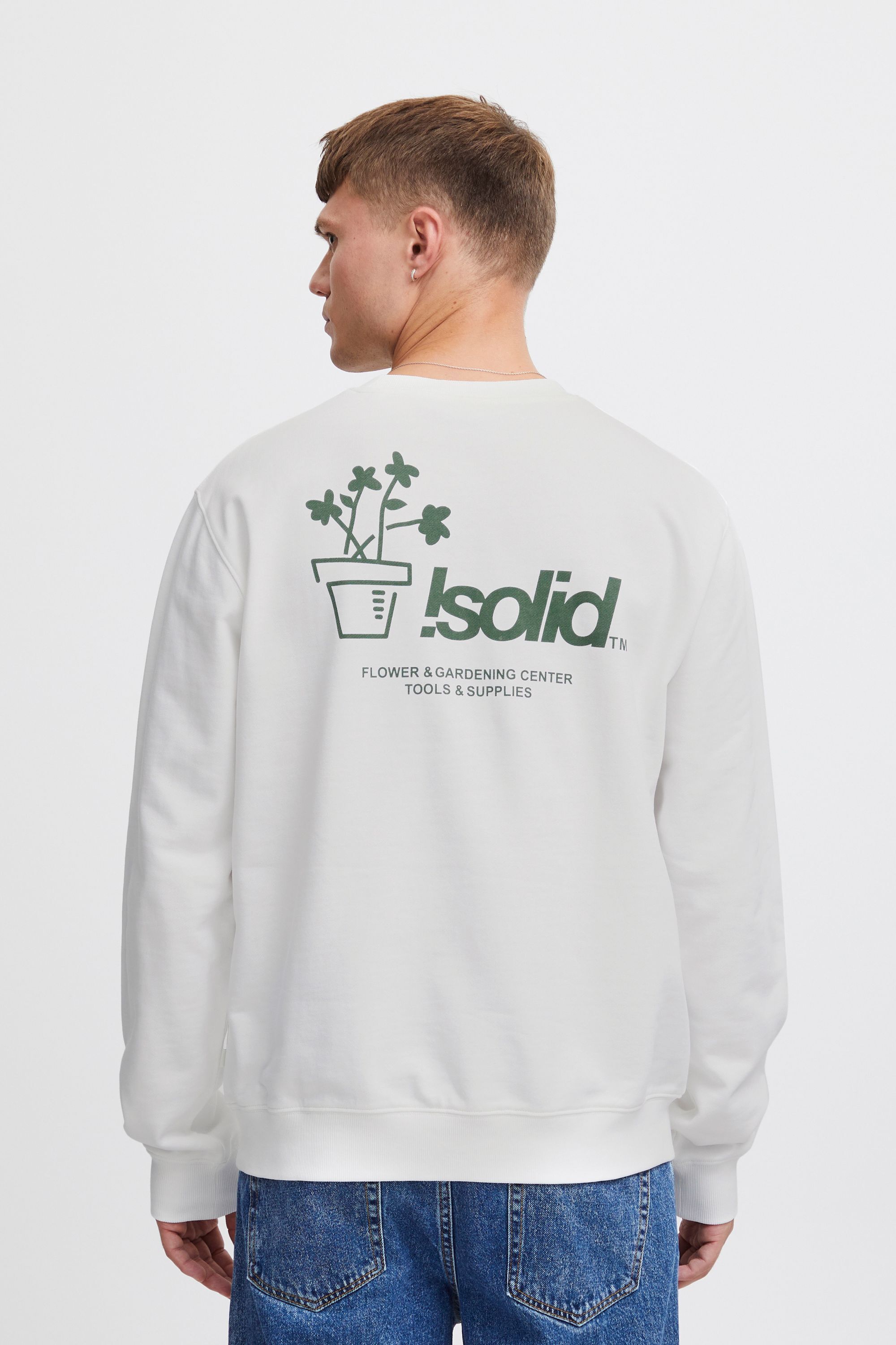 !solid Rundhalspullover SOLID "Rundhalspullover SDImran", Herren, Gr. M, weiß (sanftes weiß), Obermaterial: 100% Baumwolle CO., Sweatshirts Rundhalspullover