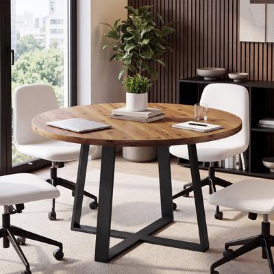 OEM "47"" Solid Wood Round Conference Table, Meeting Table, Circle Office Table for Conference Room, Breakroom, Training, Negotiation"