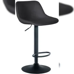 DELUKE Barhocker HODOR - Samt Schwarz 43x49x79 cm | Barstuhl Höhenverstellbar Mit Lehne Drehbar Tresenhocker Tresenstuhl Kneipenhocker Kneipenstuhl