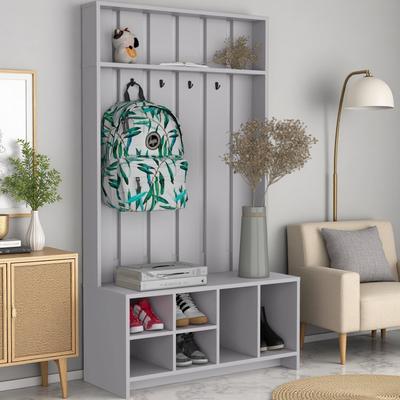 ZWYO HOSIMU "38"" Wide Hall Tree with 4 Sturdy Hangers, Top Shelf, Bench and Shoe Storage for Living Room, Entryway"