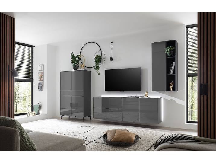 Buffet haut 91 x 140 x 42cm Gris/Gris foncé