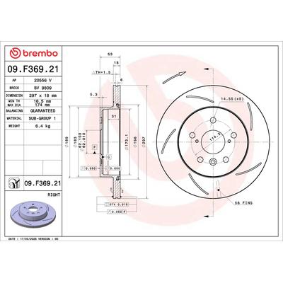 BREMBO Bremsscheibe 09.F369.21 Geschlitzt 297mm 18mm für TOYOTA
