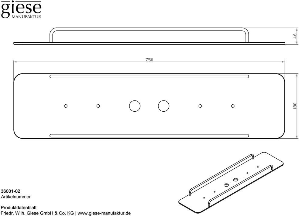 Giese Flatbord Wannenbrücke 75 cm