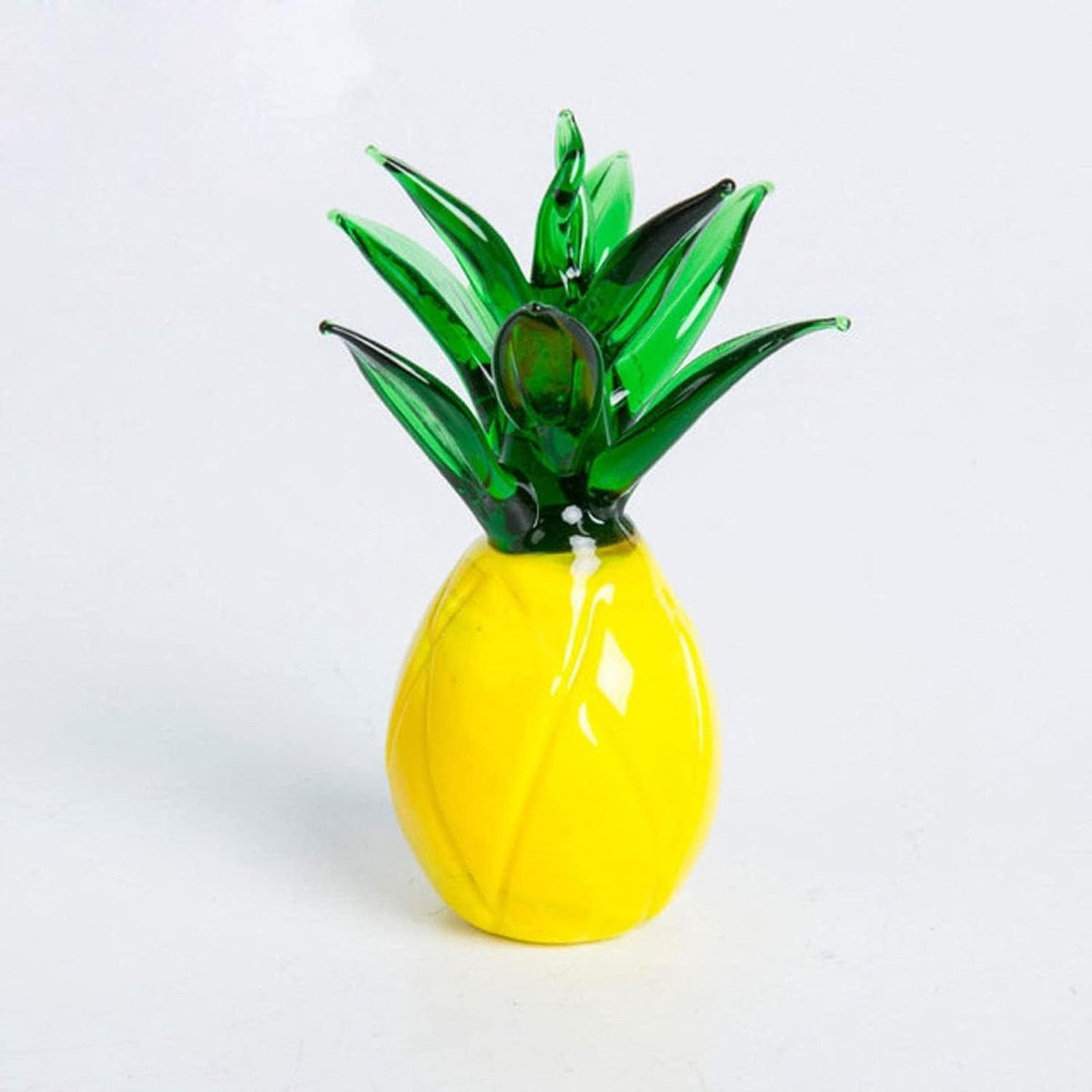 Handgeblazen Kristallen Ananas Glazen Beeldje Geel H 90 x B 50 x D 50 mm