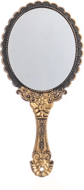 Inspire Curations Vintage Oval Handheld Vanity Mirror With Standing Base bronze