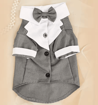 Inspire Picks Royal Paws Formal Dog Wedding Suit With Bow Tie gray xl