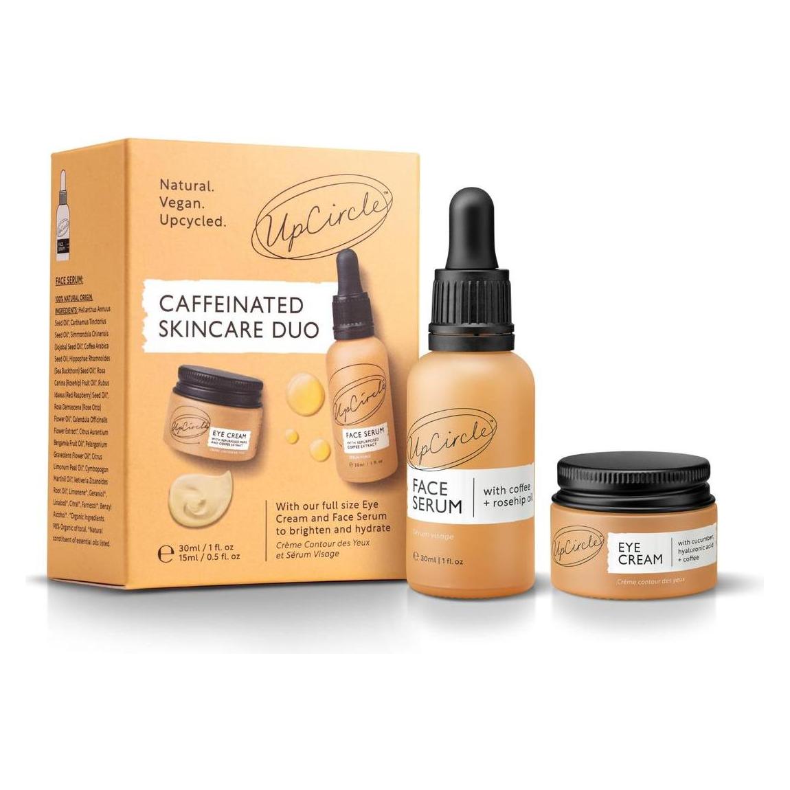 UpCircle Caffeinated Face Serum and Eye Cream Duo with Vitamin C, Hyaluronic Acid and Coffee Oil - Evens Skin (Gesichtspflege Set) (351010)