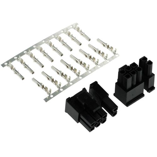 Phobya VGA Power Connector 6+2Pin Stecker inkl. 8 Pins - 2 Stück Black