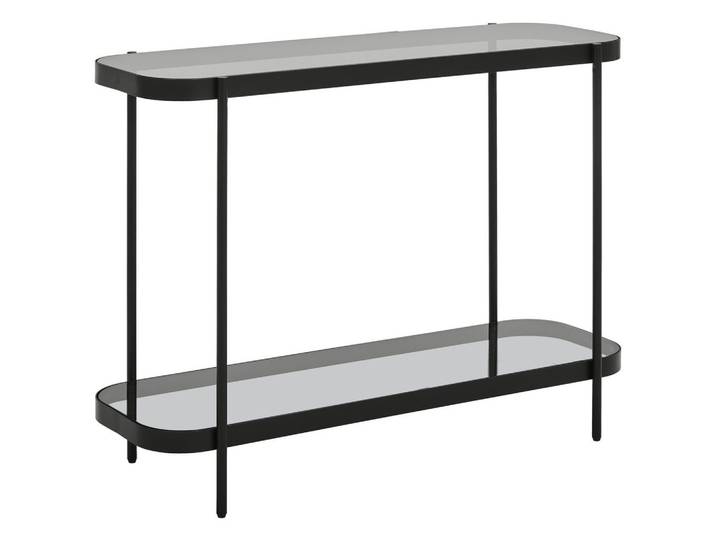 Novel Konsolentisch, Grau, Schwarz, Metall, Glas, rechteckig, Rundrohr, 38x80x110 cm, Wohnzimmer, Wohnzimmertische, Konsolentische