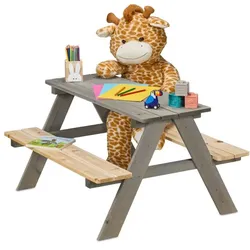 Relaxdays Kindersitzgarnitur aus Holz Grau,Hellbraun