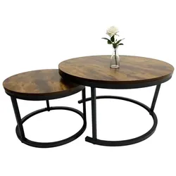 Relaxdays Satztisch 2er Set Industrial Design Braun,Schwarz