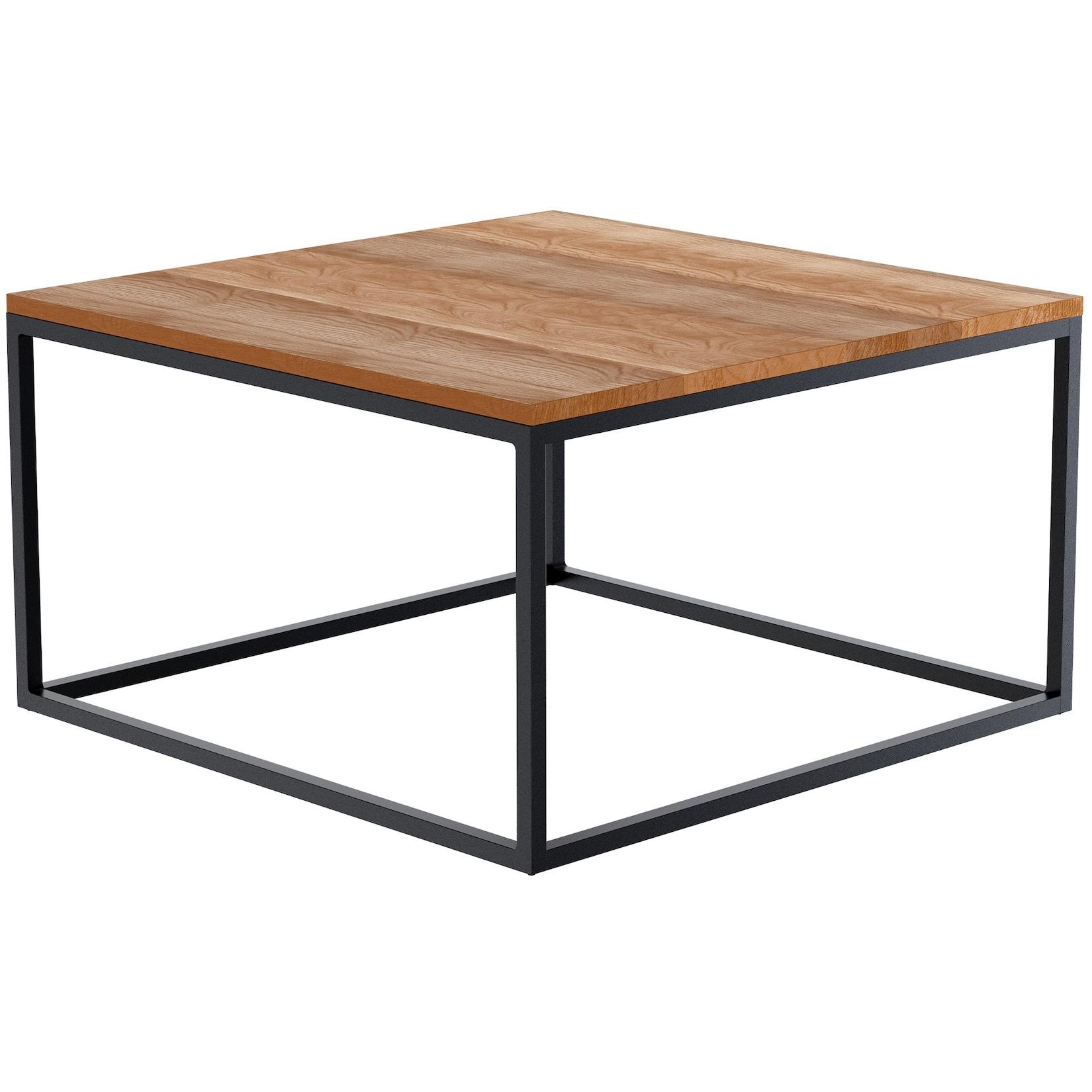CLP Couchtisch Manteo aus Eichenholz, Sofatisch mit pulverbeschichtetem Metallgestell, Bodenschonern und modernem Design