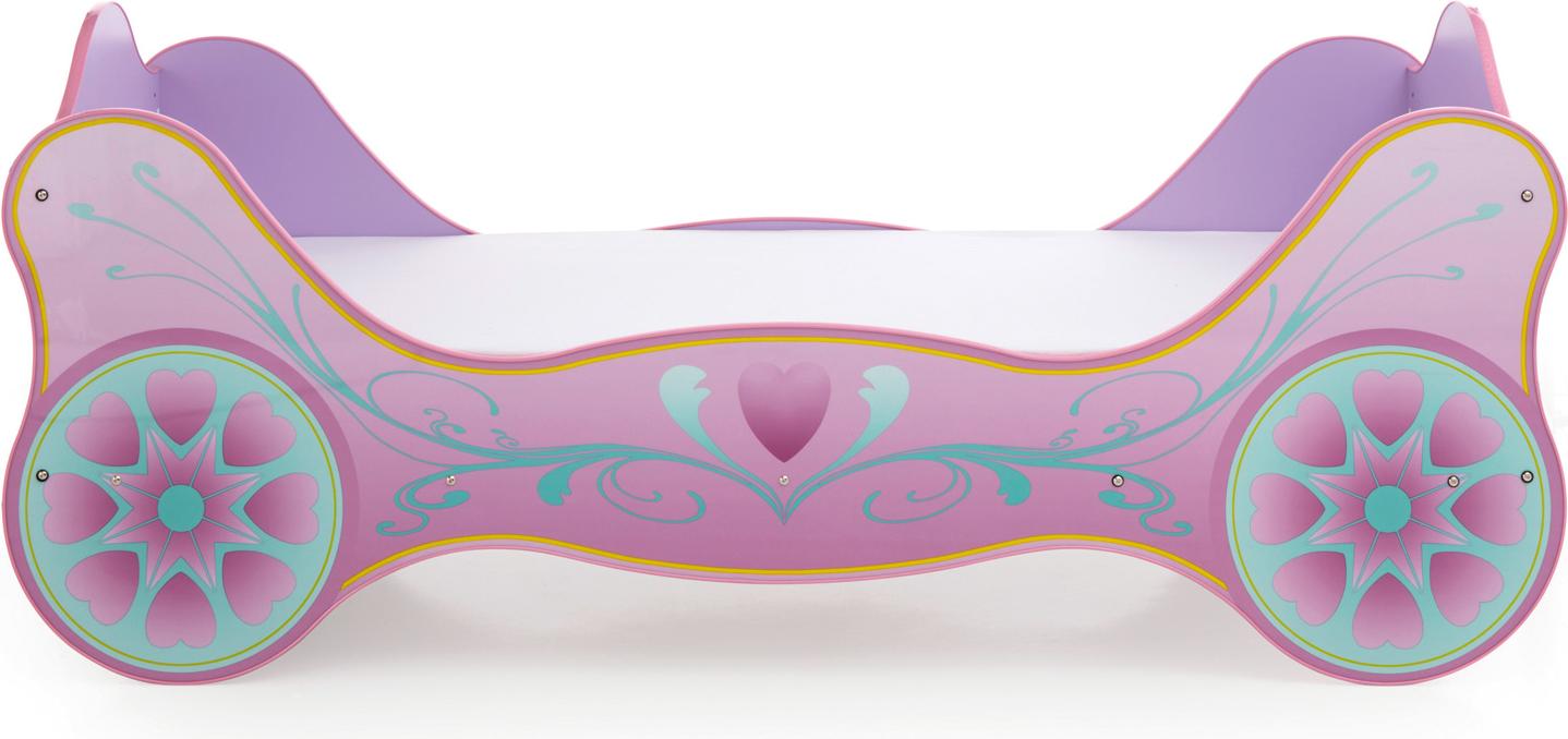 Kinderbett Prinzessin Kutsche Lila Glanz 90x200 Matratze Lattenrost