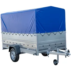 PKW-Anhänger auf Federn 264x125 UNITRAILER GARDEN 264/R KIPP mit BIS-Seiten, H-800-Rahmen und blauer Plane