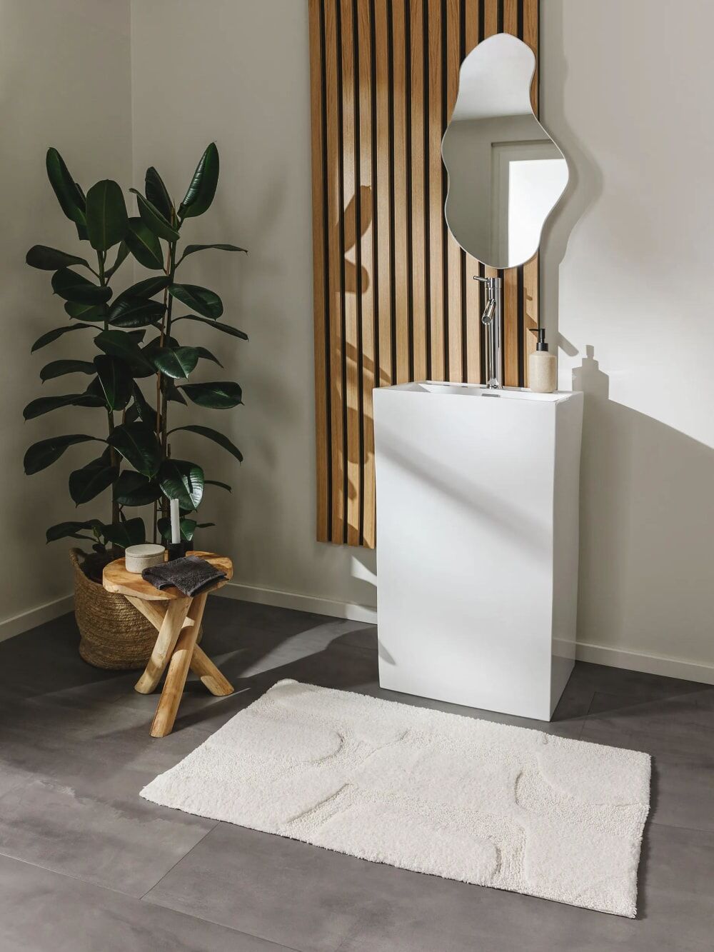 Benuta Tapis de bain blanc 70x120 Blanc 120x1x70cm