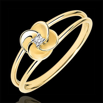 Edenly Ring BlÃ¼te - Erste Rose - Gelbgold und Diamant - 18 Karat
