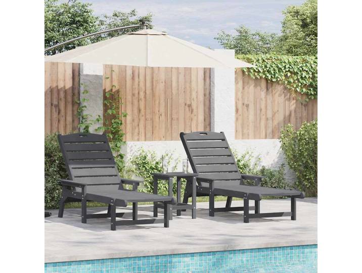 vidaXL Sonnenliege 2 stk. Polyethylen Hellgrau