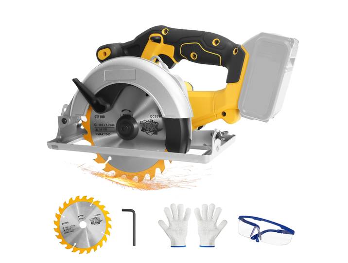 Scie circulaire électrique sans fil 6,5 pouces 1000W, scie à bois portative sans fil pour le travail du bois, compatible avec la batterie Dewalt 20V