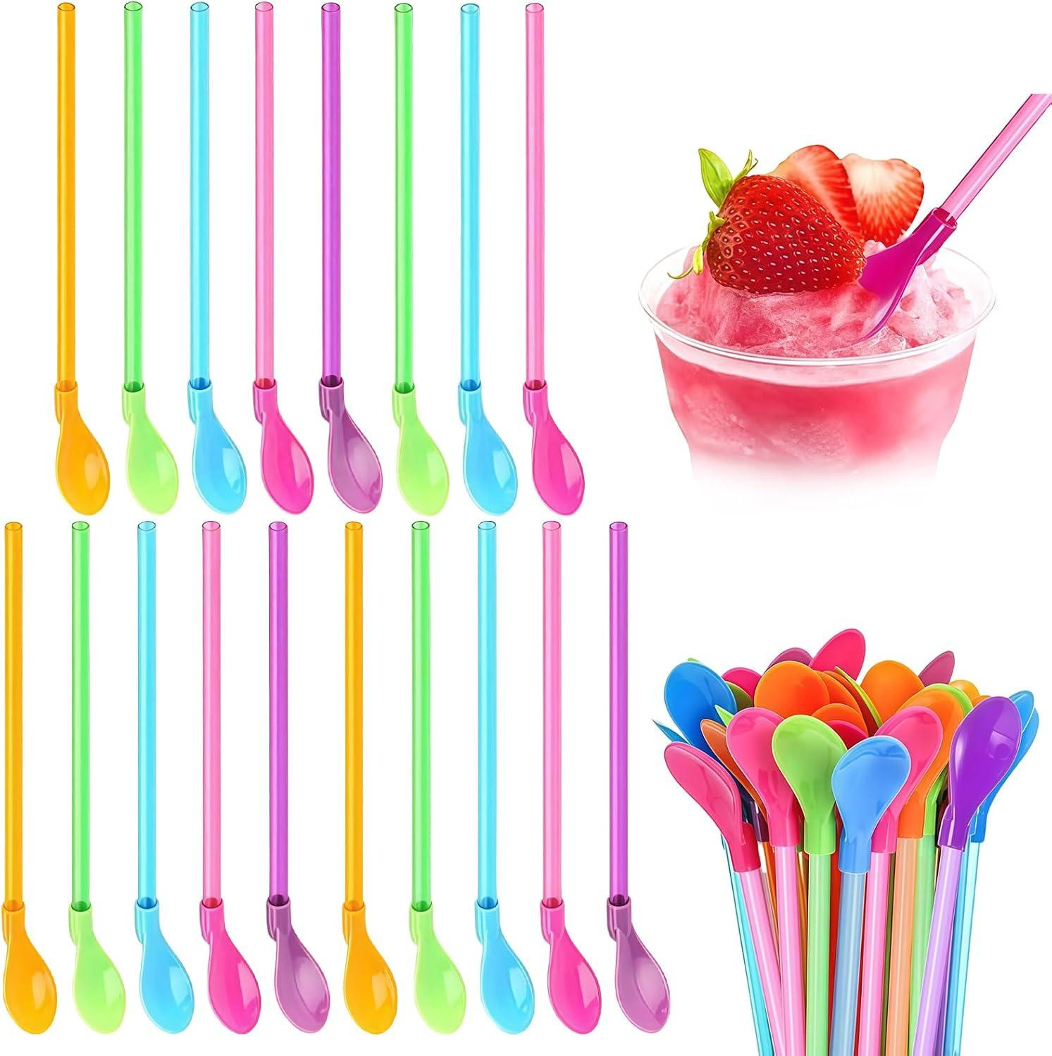 Yamobi 15 herbruikbare slush-rietjes met lepel voor bevroren dranken