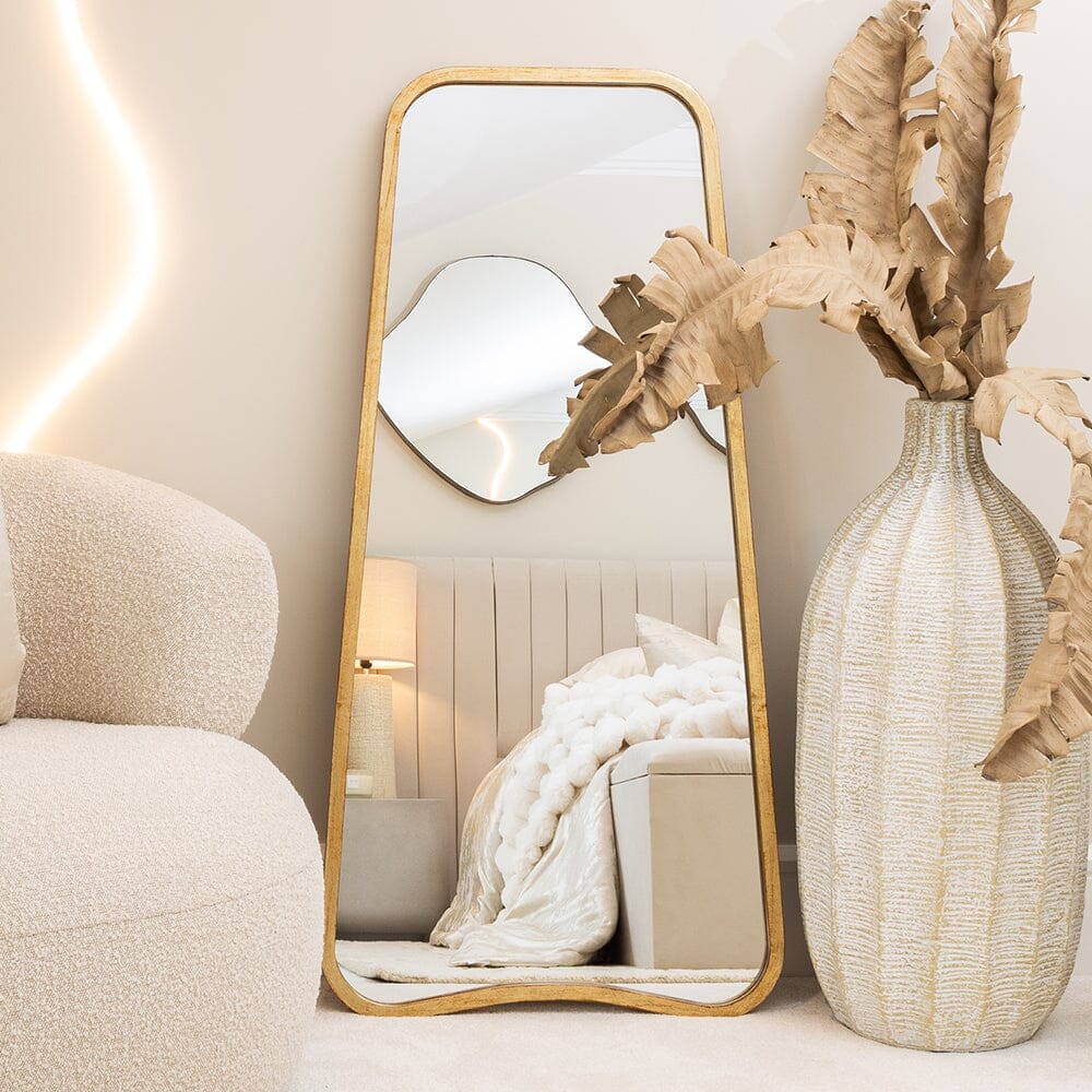 Tesora Gold Curved Leaner Mirror - 123cm
