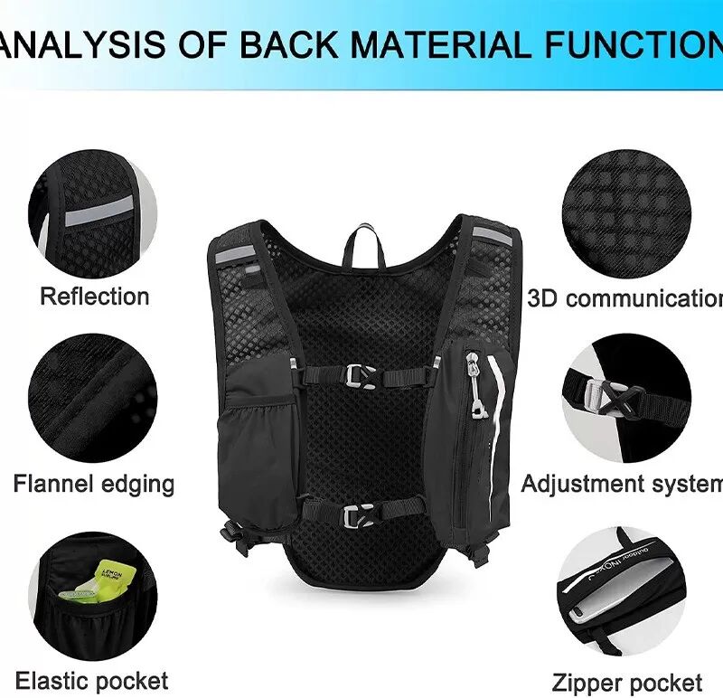 INF Sport-Rucksack kompatibel mit Marathon-Läufern, ultraleicht, mit Trinkblase, vielseitiger Laufweste und Rucksack für Schwarz