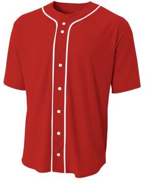 A4 NB4184 Athletic Youth Full Button Jersey T-Shirt in Scarlet size Small   Spandex A4NB4184