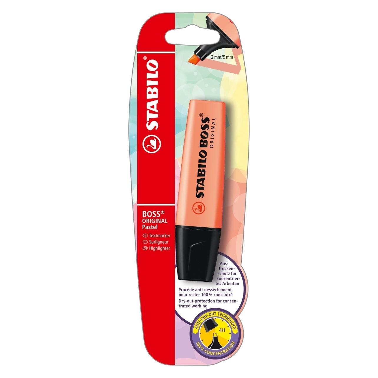 Stabilo Textmarker - BOSS ORIGINAL Pastel - Einzelstift - cremige Pfirsichfarbe (1x) (B-49284-10)