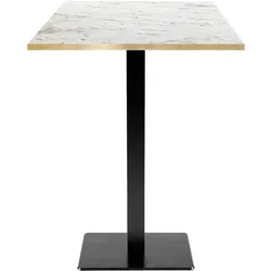 RestooTab - Stehtisch Milan 60x60cm Dekor Calacatta Kanten messingfarben