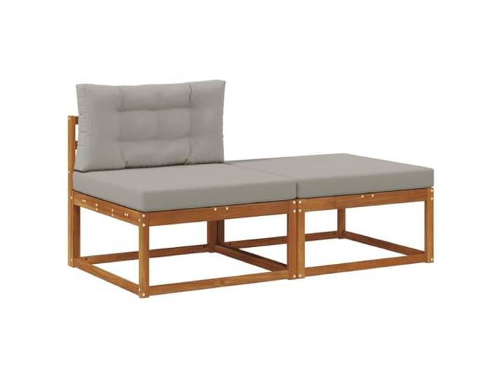 RJPLMFV Außensofa, 2-Sitzer, Akazienholz, massiv, Natur Latten-Design, modular, pflegeleicht, wetterfest