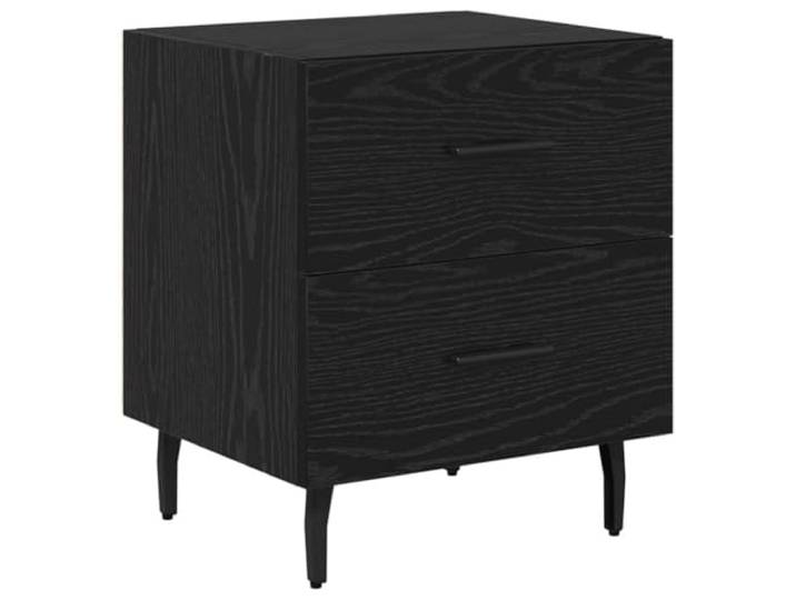 LMTYOENFG Nachttisch mit 2 Schubladen Schwarz Eichen-Optik 40x35x47,5 cm Kompakte Ablage fürs Schlafzimmer mit zwei Fächern und stabilen Stahlbeinen für eine ordentliche Raumgestaltung.