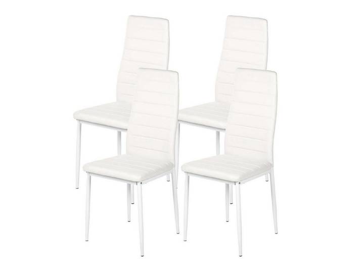 LuxusKollektion Esszimmerstuhl Esszimmerstühle 4er Kunstleder SGS geprüft Pvc+weiß 4 Stühle